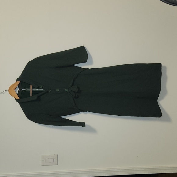 Vintage Dresses & Skirts - Vintage Forest Green Button-Up Midi Dress